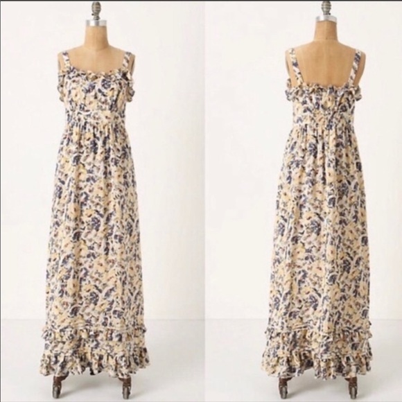 Moulinette Soeurs Abstract Floral Silk Maxi Dress